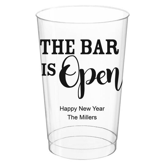 The Bar is Open Clear Plastic Cups